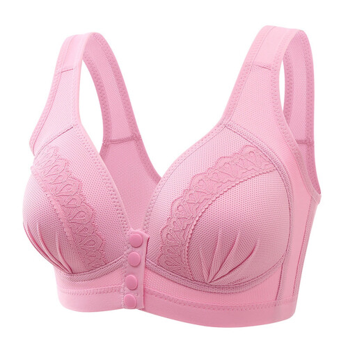 Lingerie Women Lace Front Button Shaping Cup Adjustable Shoulder Strap Large Size Underwire Bras
