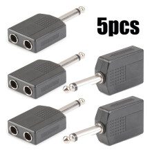 5 db 1/4"-es mono apa - 2 dupla 6,35 mm-es Y-alakú elosztó audio adapter csatlakozó