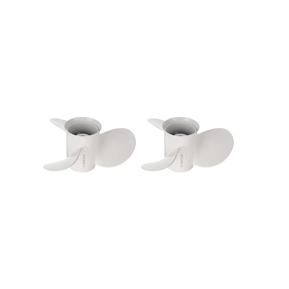 2X 664-45949-02-El Marine Boat Outboard Propeller 9 7/8 X 13 For 20-30Hp Right-Hand Rotation 3 Blades White 4712734047928