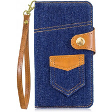 Denim Wallet Phone Case Compatible with iPhone 13 Pro Max – Stylish Denim+TPU, Card Holder, Anti-Fall, 6.7"