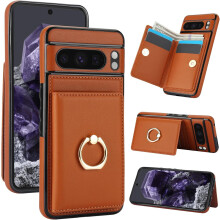 for Google Pixel 8 Pro Wallet Phone Case, Leather Case with Credit Card Holder and 360 Rotation Ring Stand, RFID Block Flip Leather Shockproof Cover