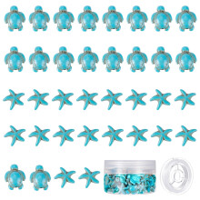 1set 1 Box 100Pcs 2 Styles Turtle Beads Starfish Beads Summer Beads for Jewelry Making Synthetic Turquoise Beads