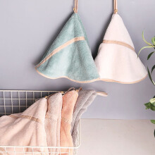 Hanging Hand Towel Round Ultra Soft Thick Coral Fleece Hanging Loop Quick Drying Super Absorbent Bathroom Kitchen Towel Home Supplies,Green