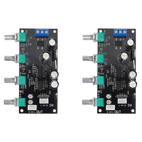 2X NE5532 Amplifier Tone Preamp Board Treble Bass Midrange Volume Tone Control Adjustment Pre-Amplifier, Fixed Version