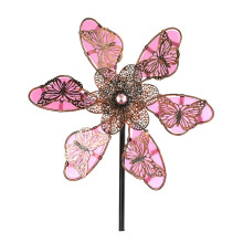 Handgefertigte Windspiel-Skulptur aus Metall für den Garten, Windmühlen-Pfahl aus Metall, wetterfeste Gartendekoration für Außenbereiche