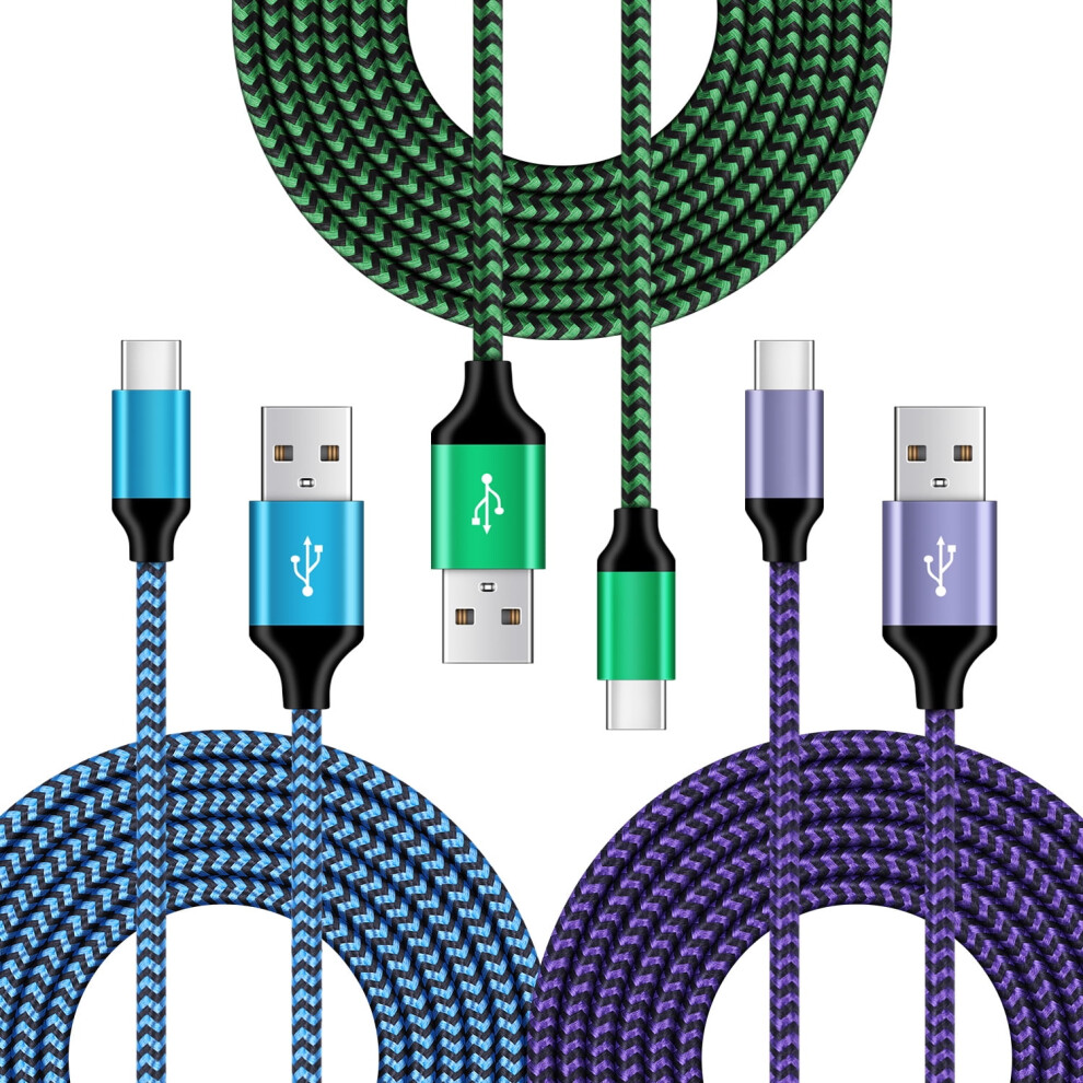 6Ft Usb-A To Usb-C Fast Charging Cables (3-Pack, Multi-Color) Â High-Speed Android & Usb-C Phone Cables, Compatible With Usb-C Devices 9028731225425