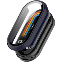 Husă rigidă XiHAMA + sticlă securizată compatibilă cu modelele Xiaomi Smart Band8/9/10 și NFC, husă ultra-subțire din PC