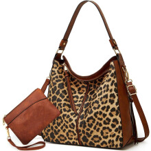 Damesmode: zachte leren crossbodytas, handtas, portemonnee en portemonneeset (zwart-bruin)