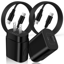 Încărcător USB-C de 25 W, pachet de 2 + 2 cabluri de 1,8 m, compatibil cu iPhone 15 și Android
