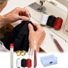 Hand Sewing Kit for Quilting: 25 Steel Needles, 3 Thread Spools, Thimbles, Threaders, Portable Case – Ideal for DIY Repairs & Fabric Projects