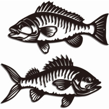Metal Fish Wall Art Decor, 7.8x14.9 Inch Fishing Theme Hanging Sculpture for Living Room, Bedroom, Bathroom, Cabin