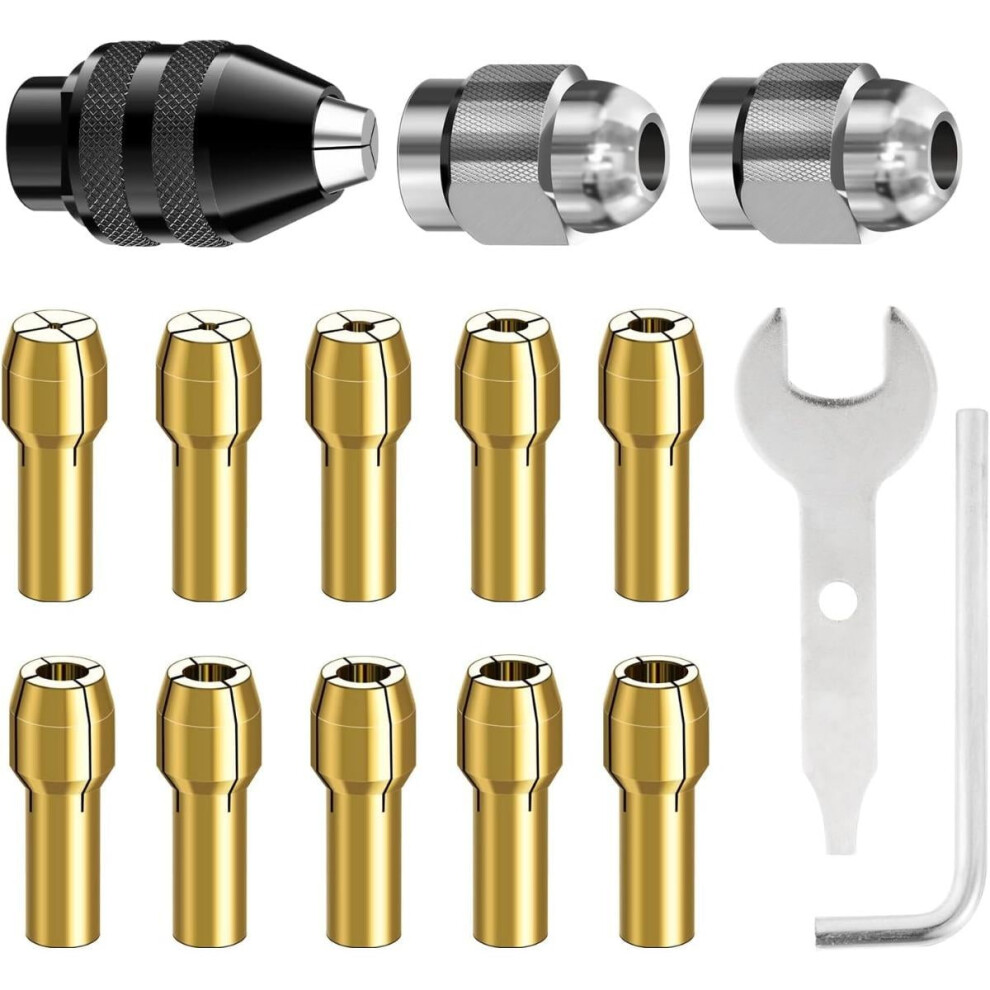 15Pcs Drill Chuck Collet Set 0.8-3.2Mm For Rotary Tool, Compatible With 4486 & 4485 9028731225906