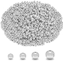 800Pcs 3-6mm Silver Round Beads Spacer Beads Smooth Loose Ball Beads for DIY Bracelet Jewelry Making Craft
