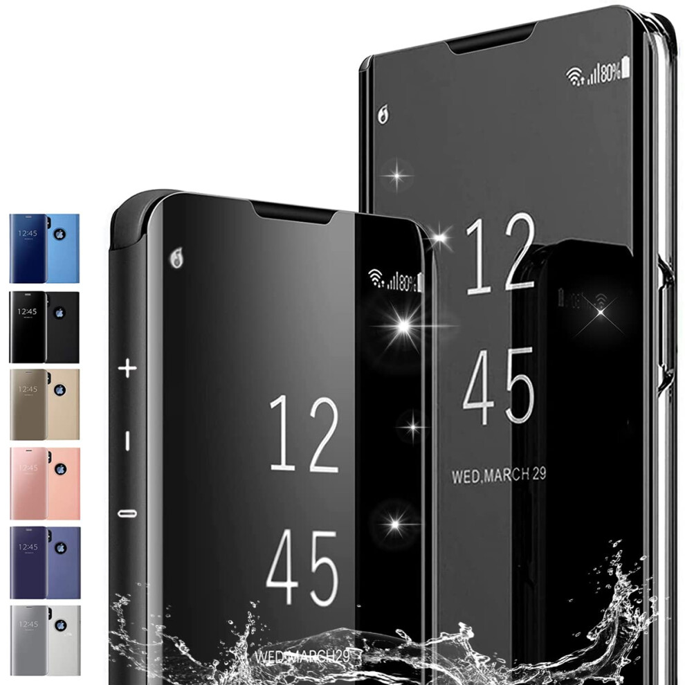 Mirror Flip Case With Stand Function, Slim Shockproof Clear View Cover, For Oneplus 8 Pro Black 9092120197426