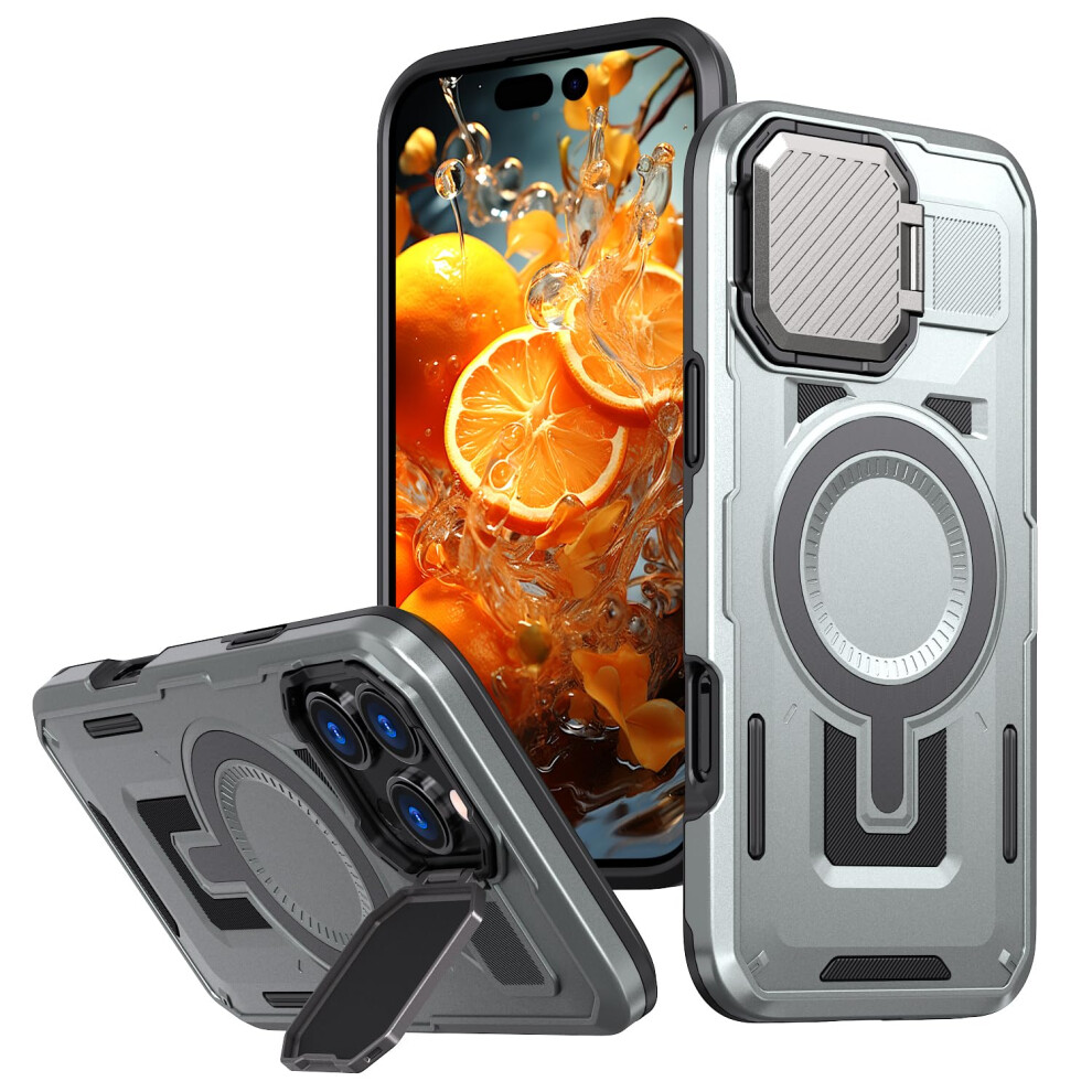 Case With 360 Shockproof Protection And Camera Lens Bracket For Magsafe Iphone 16 Pro Max Gray 9092120197440