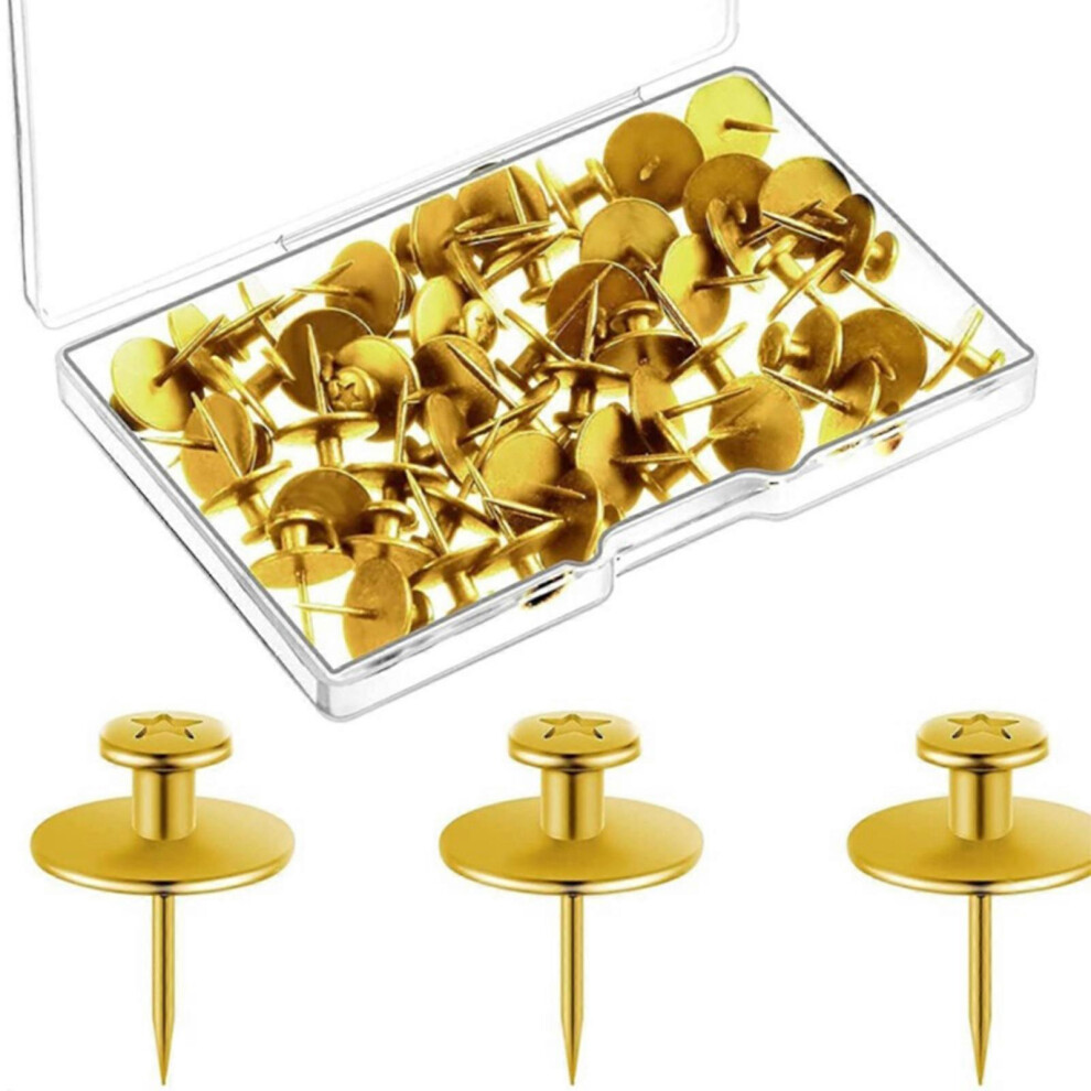 30Pcs I Shape Push Pins Metal Pushpin Notice Board Thumb Tacks Cork Board Pins For Office Notice Board Display Picture Gold 6902344601803