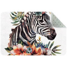 African Wildlife Zebra & Flowers Small Area Rug – Non-Slip, Washable Indoor Floor Mat for Kitchen, Bedroom, Living Room, Entrance