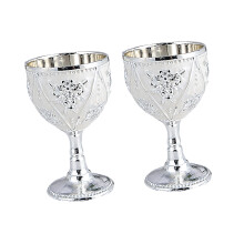 2Pcs Chalice Goblet 30ml Metal Shot Glasses-silvery white