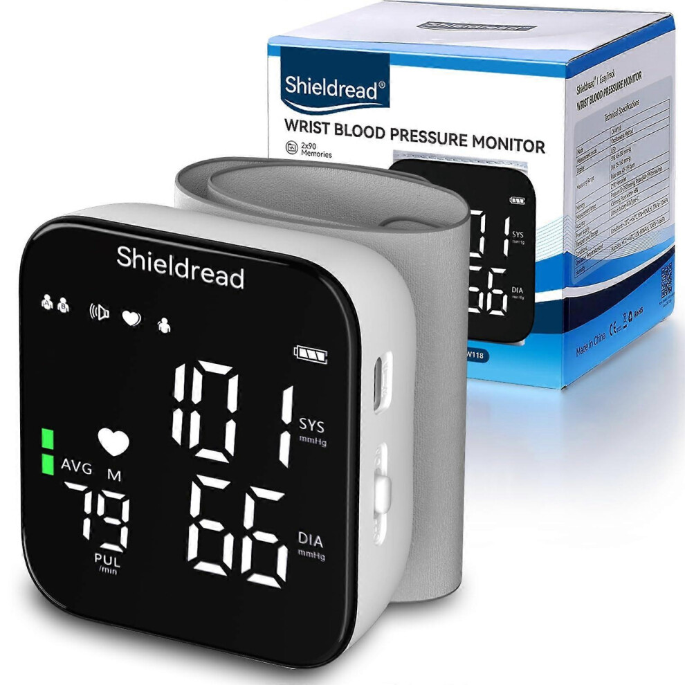 Rechargeable Wrist Blood Pressure Monitor with Voice and Irregular Heartbeat Detection + Travel Case