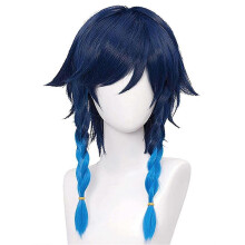 Blue Short Wig and 2 Ponytail Wigs for Cosplay Venti Wigs Halloween Costume Party Wigs Blue -