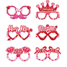 12/6Pcs Valentines Day Eyeglasses Heart Paper Glasses Valentines Day Photo Booth Props,Valentine's Day Decoration Kit Party Supplies