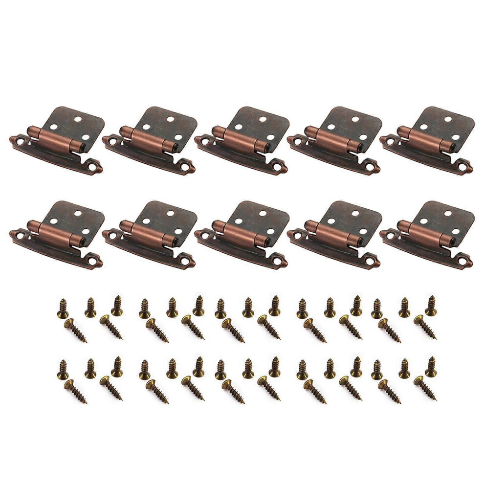 10Pcs Self Closing Hinges Inset Antique Cabinet Hinge Decorative Cabinet Hardware For Kitchen/Bathroom/Furniture Cabinets Red Patina 6902344602916