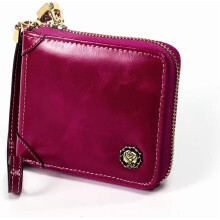 Small Womens Wallet, RFID Blocking Genuine Leather Purse Zip Around Credit Card Holder Purse Clutch Wallet with Wristlet