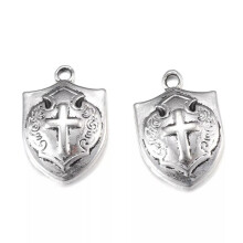 50pcs Tibetan Silver Alloy Metal Pendants Shield Mini Charms Crafting 21x14mm