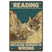 1pc Vintage Cat Metal Tin Sign, 8x12", Funny Retro Wall Art for Home/Kitchen/Bathroom – Compatible with Standard Hooks