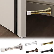 20PC Gold Security Door Stopper Spring with Rubber Tip, Wall Protector & Bumper – Compatible with Standard Doors