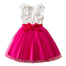 Princess Dress For Girls Summer Party Kids Floral Appliques Sleeveless Tutu Mini Dresses Formal Wedding Ball Gown Ages 2-7 Years Versatile Dresses