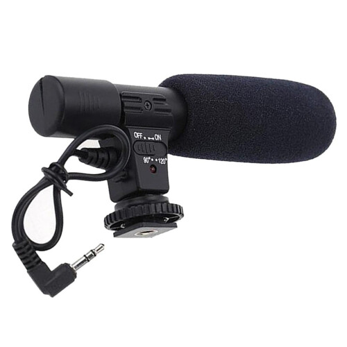 Camera, Stereo Video Audio Recording 3.5mm Mic with Windshield Foam Cover for Interview