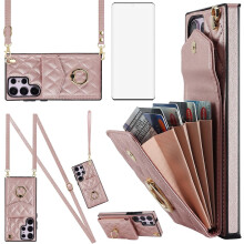 Galaxy S23 Ultra 5G Phone Case with Wallet, Tempered Glass Protector, Wrist Strap, RFID Card Holder – 6.8"