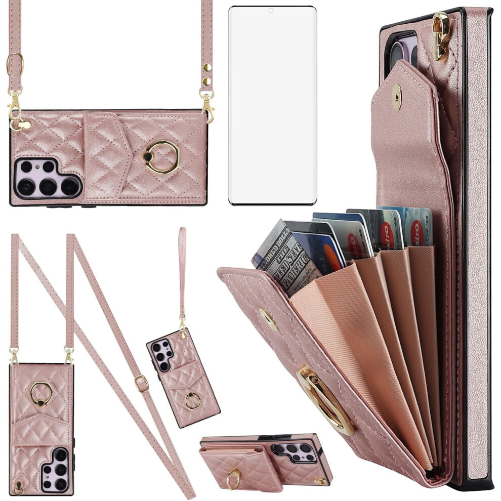 Galaxy S23 Ultra 5G Phone Case With Wallet, Tempered Glass Protector, Wrist Strap, Rfid Card Holder Â 6.8" 9365509208151