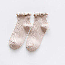 No Show Socks, Dress Socks Women Edge Bomuld Vertikale Stribede Bådsokker Friske Sokker Bomuldssokker, Søde Sokker, Flade Sokker Beige