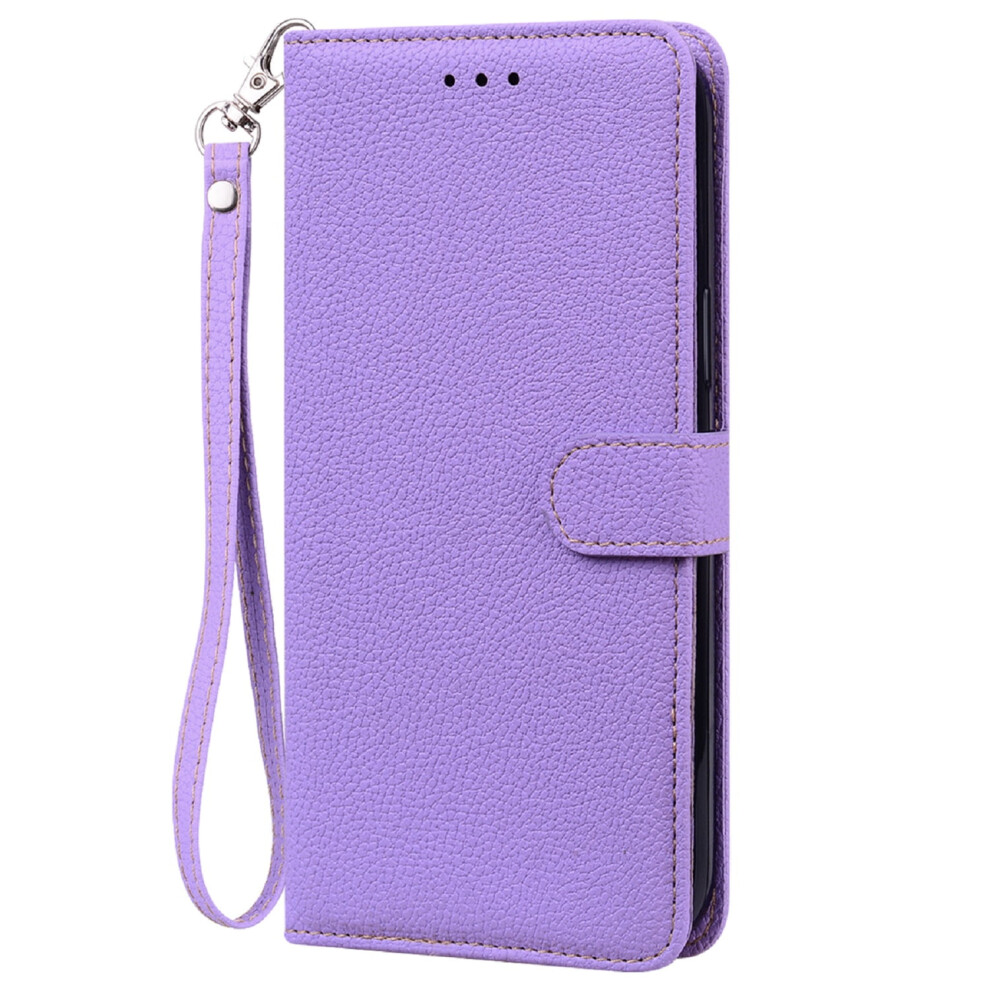Premium Pu Leather Magnetic Flip Wallet Case With Wrist Strap, Kickstand & Card Slots For Compatible With Samsung Galaxy S21 6.2" Â Light Purple 9028731262338