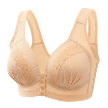 Sports Bra Tank Top Wire-Free Push-Up Underwear Solid Beige 40