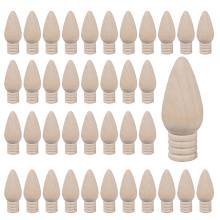 Conjunto de 50 enfeites de madeira em formato de lâmpada natalina, sem acabamento, para artesanato e decoração de árvores de Natal, com 5 cm de
