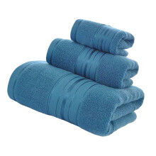 Lot de 3 serviettes de bain en coton doux, ensemble de-p bleu