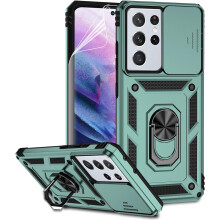 Compatible with Samsung Galaxy S21 Ultra Case: HD Screen Protector, Magnetic Ring Holder, Kickstand, Military-Grade Drop Tested