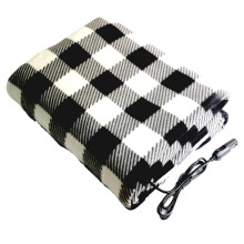 Aquecimento elétrico para carro de 12V, preto, em flanela macia para viagens e uso externo no inverno.