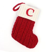Christmas Red 26 Alphabet Socks Knitting Candy Bag Gift Stocking DIY Christmas Tree Charms Hanging for Holiday Party Decor for Adult Kid