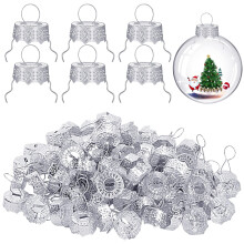 100Pcs 0.5" Round Christmas Ornament Caps, Silver – for Porcelain, Ceramic & Glass DIY Decorations, Compatible with Standard Ornaments