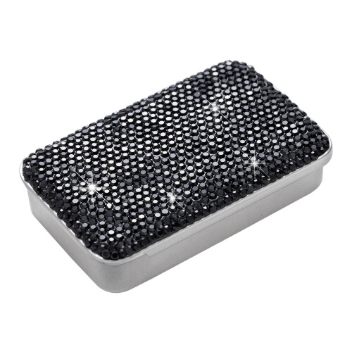 Easy Operations Storage Case Decorated With Gemstones-Black