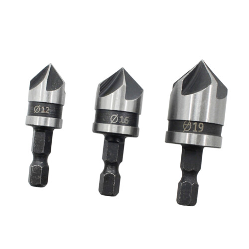 Pack Of 3 High Carbon Steel 90 Degree Countersink Drill Bits-1