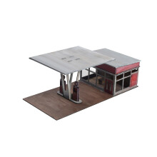 1:72 1:64 Gas Station Model Building Kits for Sand Table Model Railway Decor retro
