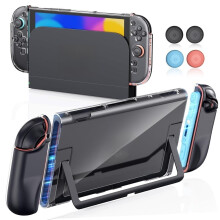 Custodia protettiva trasparente per Nintendo Switch2 (2025), custodia rigida in TPU compatibile con dock e 4 copri-levette analogiche — compatibile