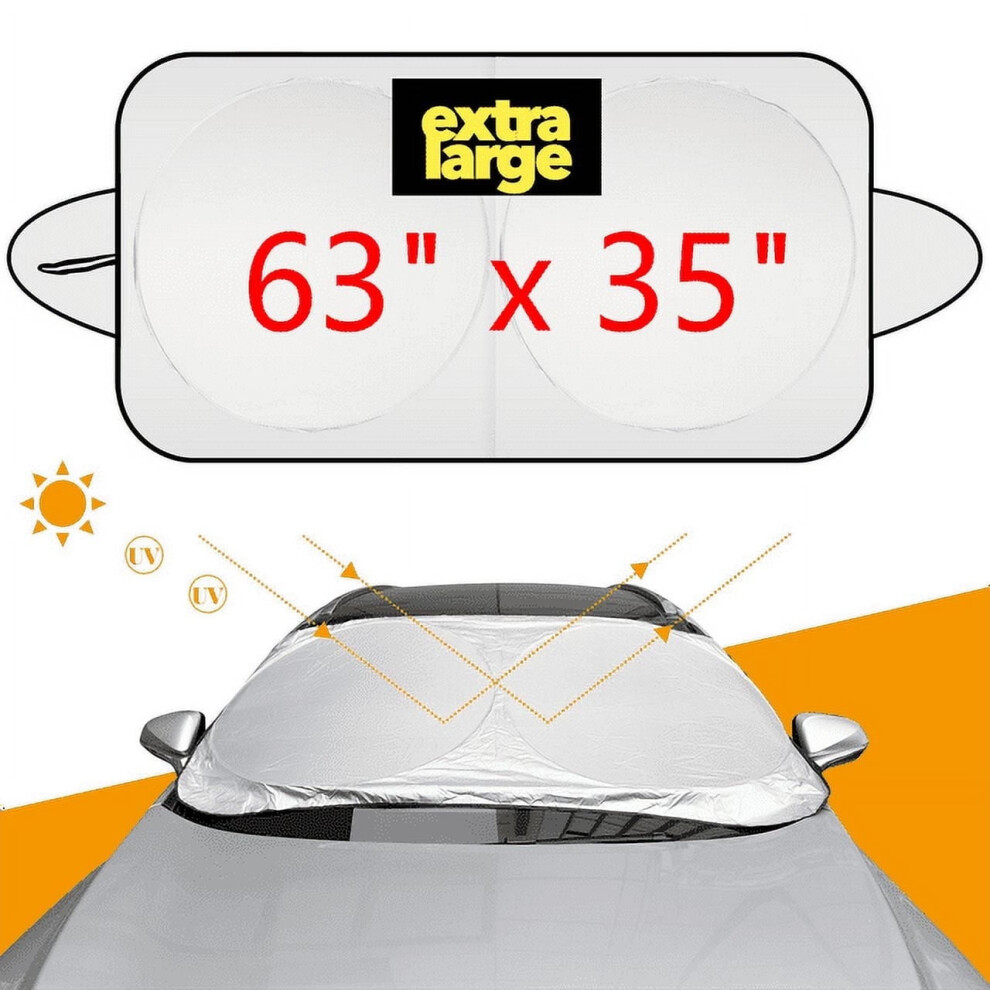 63"X36" Car Front Window Sun Shade Auto Visor Windshield Uv Block Cover Foldable 9028731974712