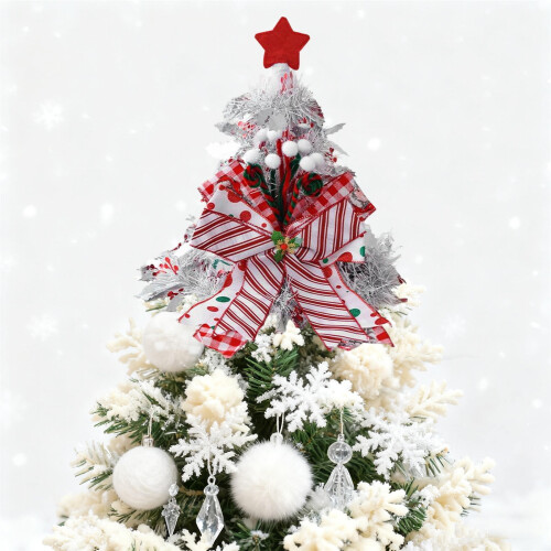 Red Christmas Bow Tree Topper Hat