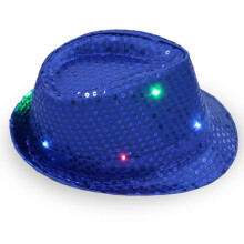 Fedora Hat Jazz Hat Cap Dance Hat Glitter Sequins Flashing LED Hat for Party Hat Dress Up Costume Accessories